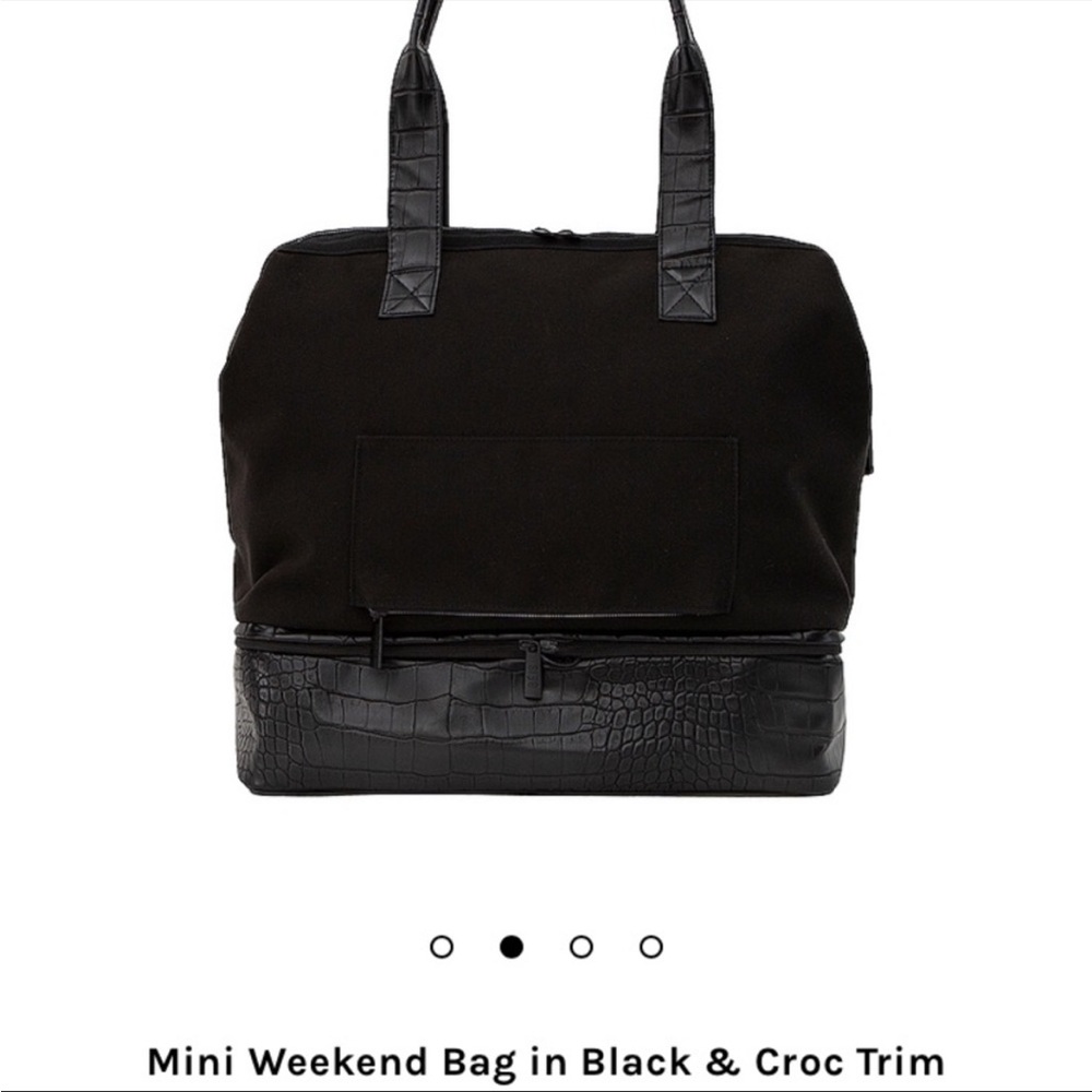 BEIS Mini Weekend Bag in black & croc trim